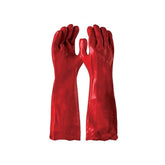 GLOVES - PVC SINGLE DIP RED 45cm (PAIR)